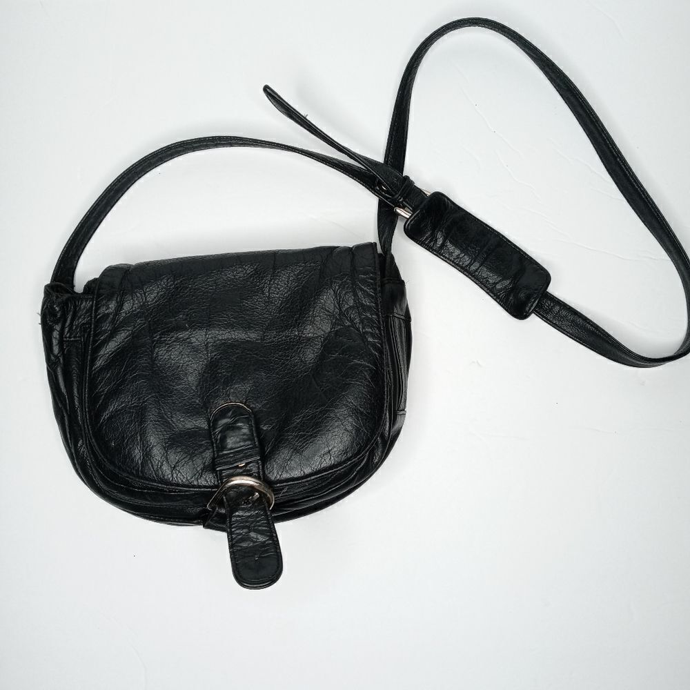Vintage Wilsons Leather black leather shoulder bag/ crossbody bag